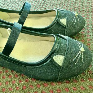 The Children's Place Sparkle Black Cat Flats Toddler Girl’s Size 8 Shoe